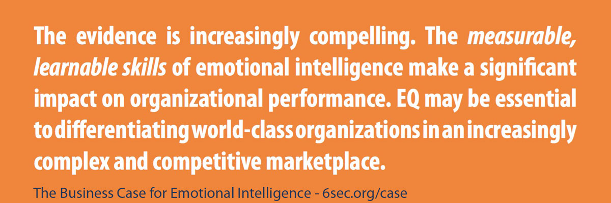 证据越来越令人信服。情绪智力的可测量的、可学习的技能对组织绩效有重要的影响